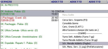 Menu Scheda Mensile Addetto (Paghe)
